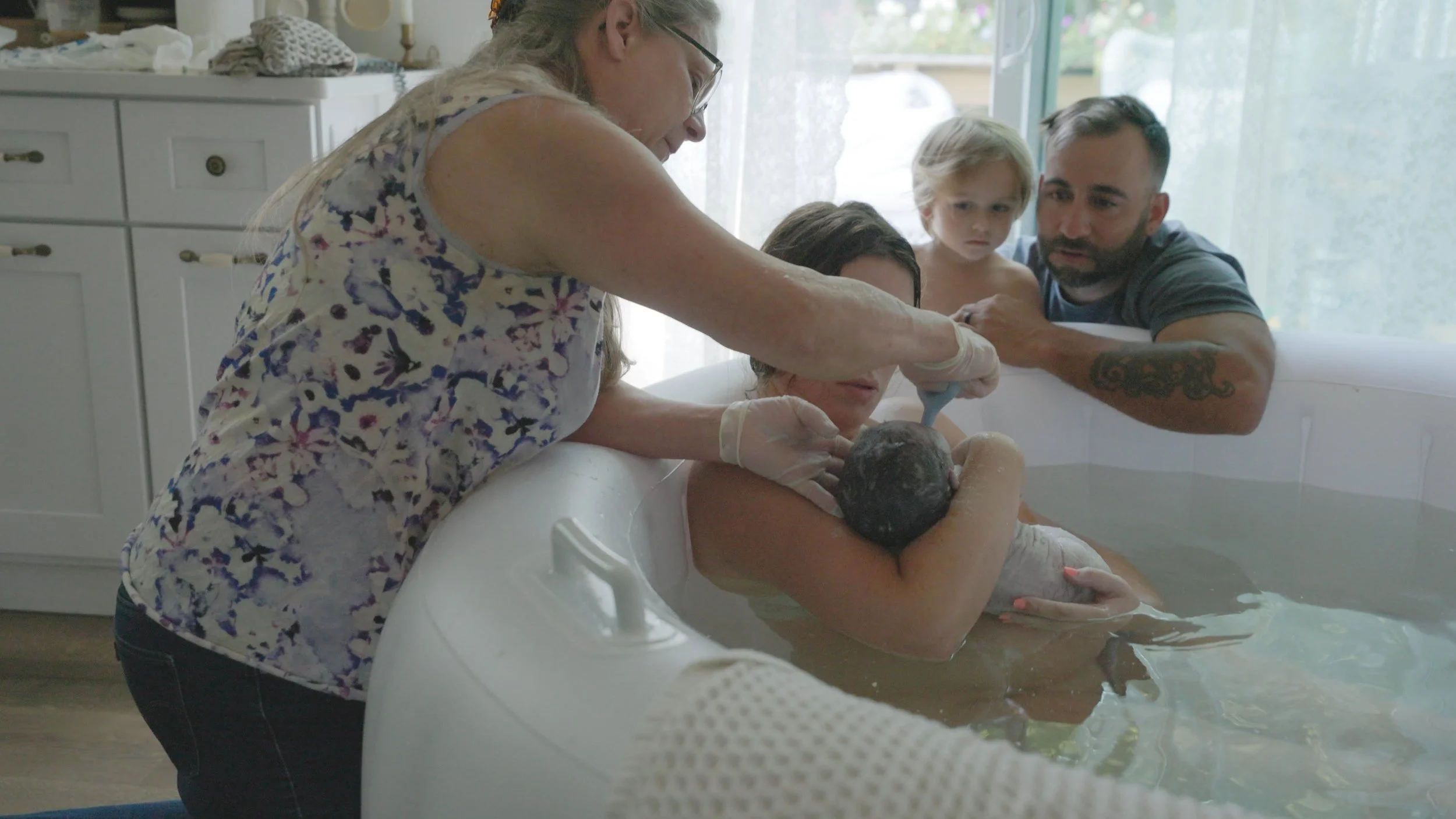 Newborn baby moments after a home birth